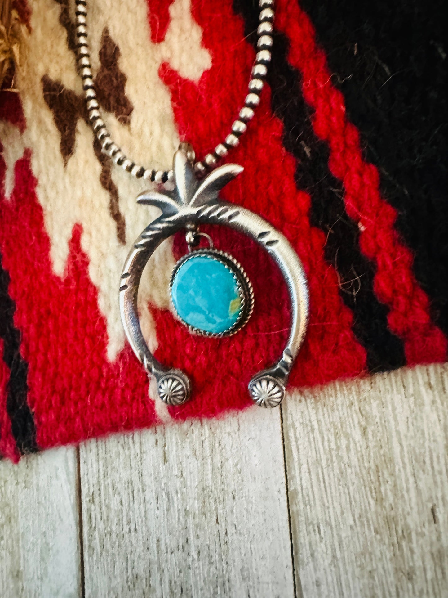 Handcrafted Sterling Silver & Turquoise Naja Pendant by Martha Cayatineto