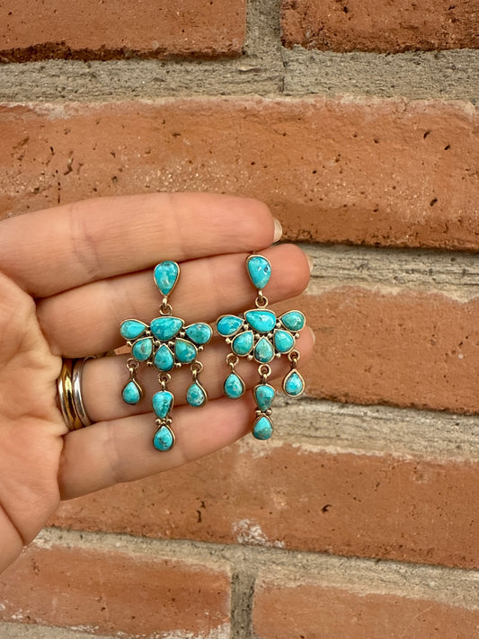 “The Golden Collection”  DURANGO Handmade Gold Plated Sterling Silver & Natural Turquoise Earrings