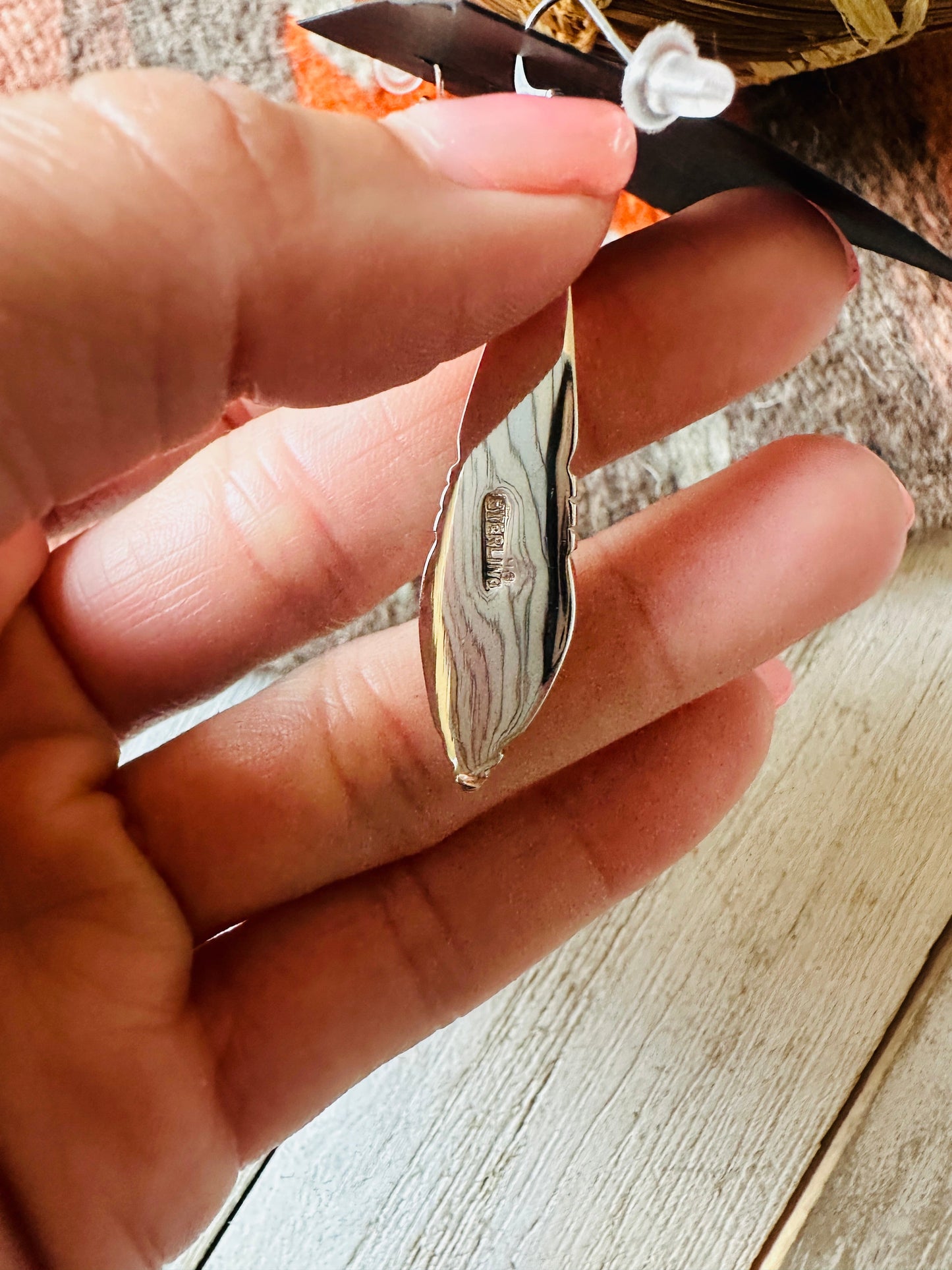 Handcrafted Sterling Silver & Multi Stone Inlay Dangle Earrings