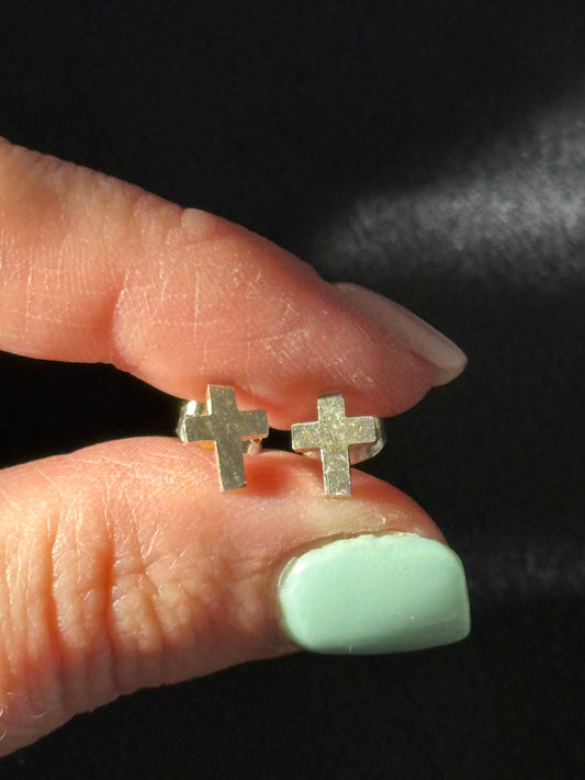 Petite Sterling Silver Cross Earrings