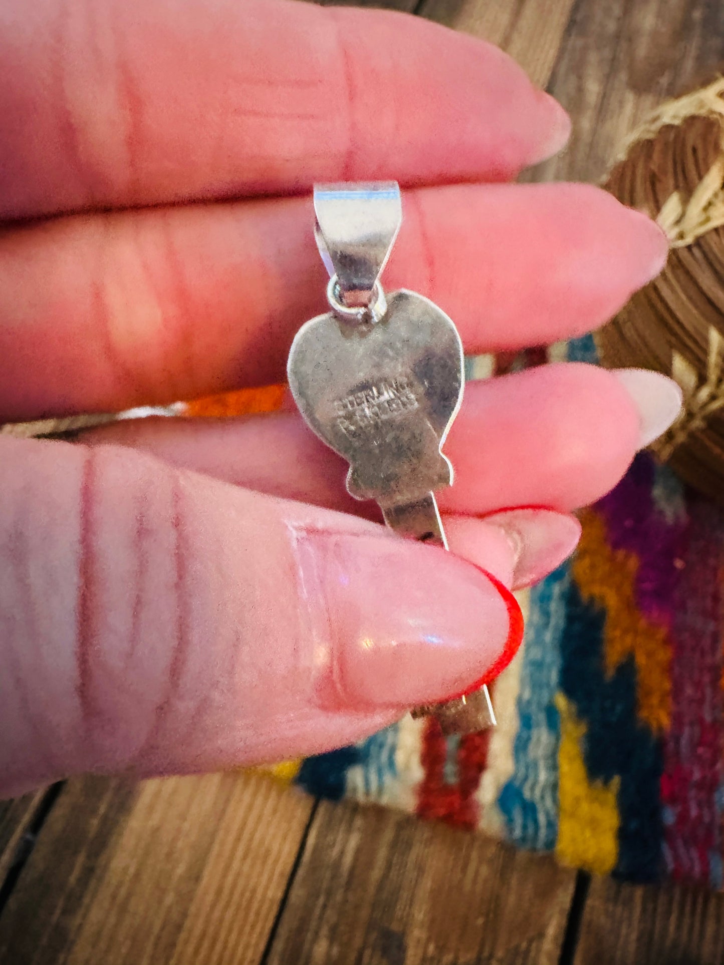 Handcrafted Spiny Oyster & Sterling Silver Heart Key Pendant