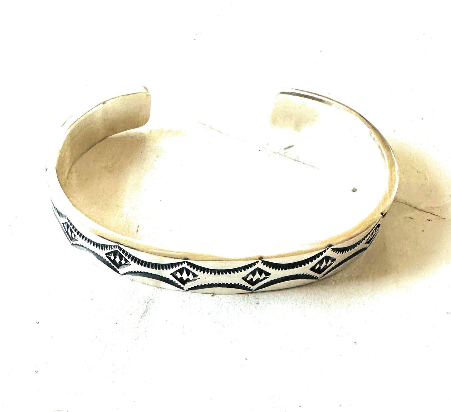 Navajo Hand Stamped Sterling Silver Cuff Bracelet