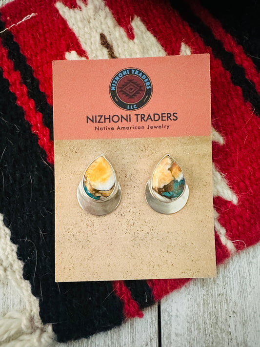 Handcrafted Sterling Silver & Multi Stone Spice Post Earrings