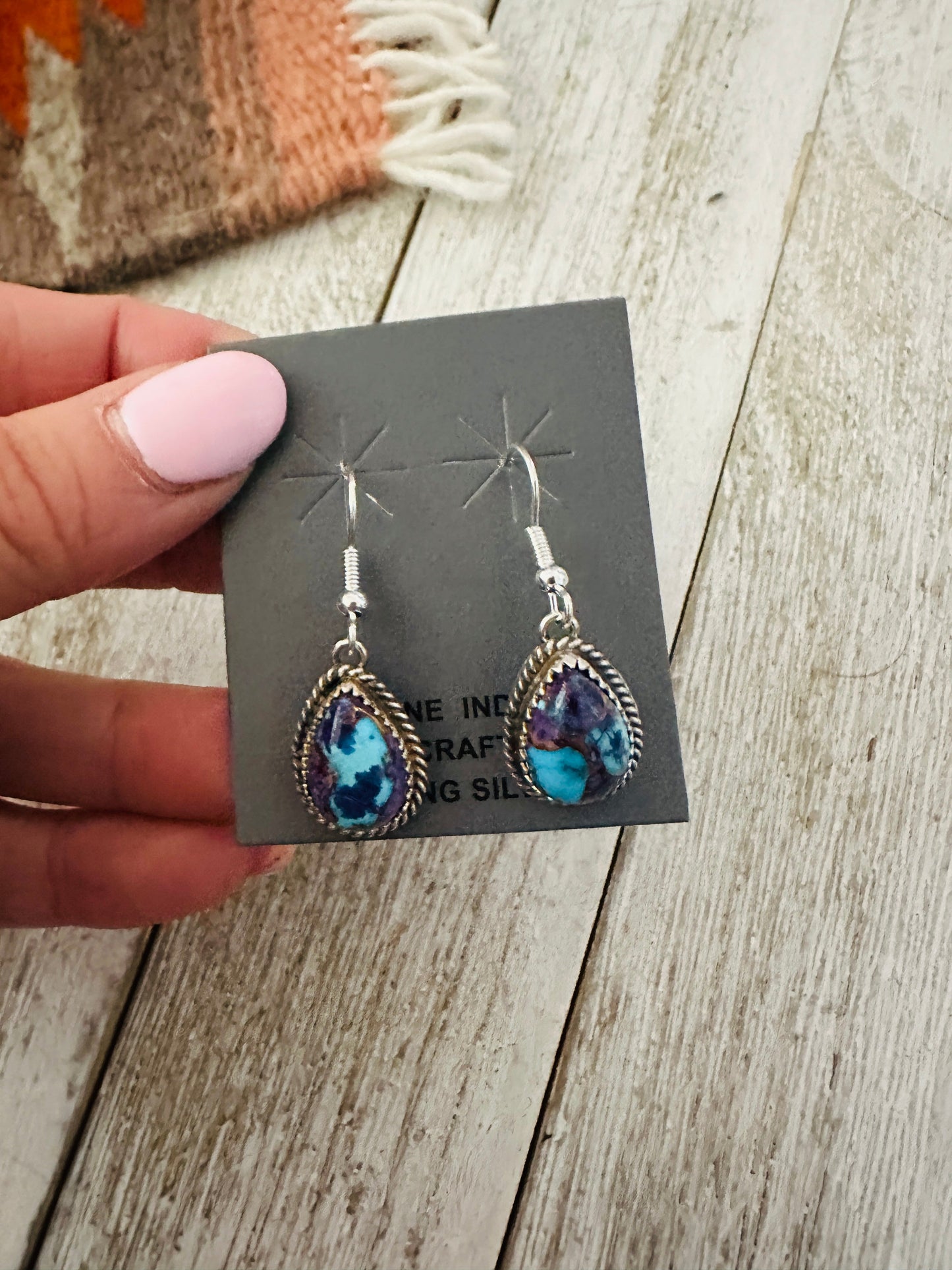 Handcrafted  Sterling Silver & Purple Mojave Dangle Earrings
