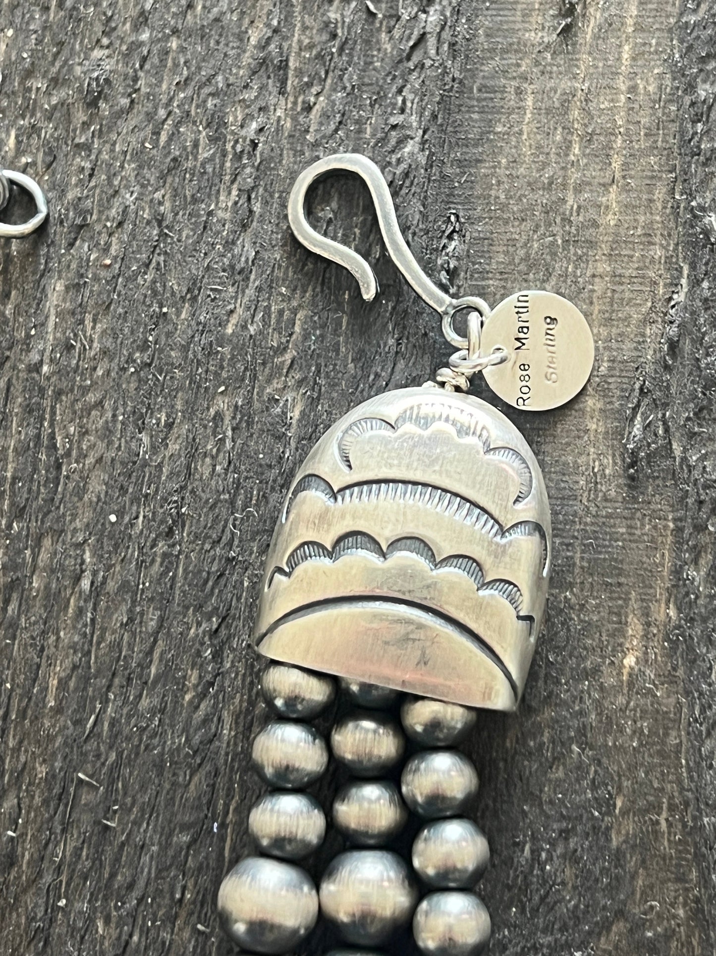 Handcrafted Sterling Silver Triple Strand Bead Statement Necklace by Rose Martin