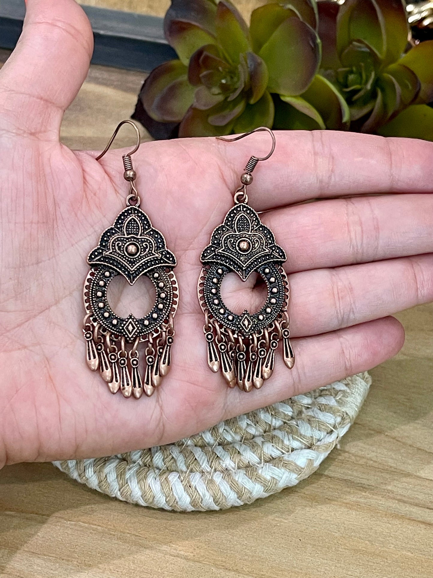 Vintage Handmade Copper Dangle Earrings