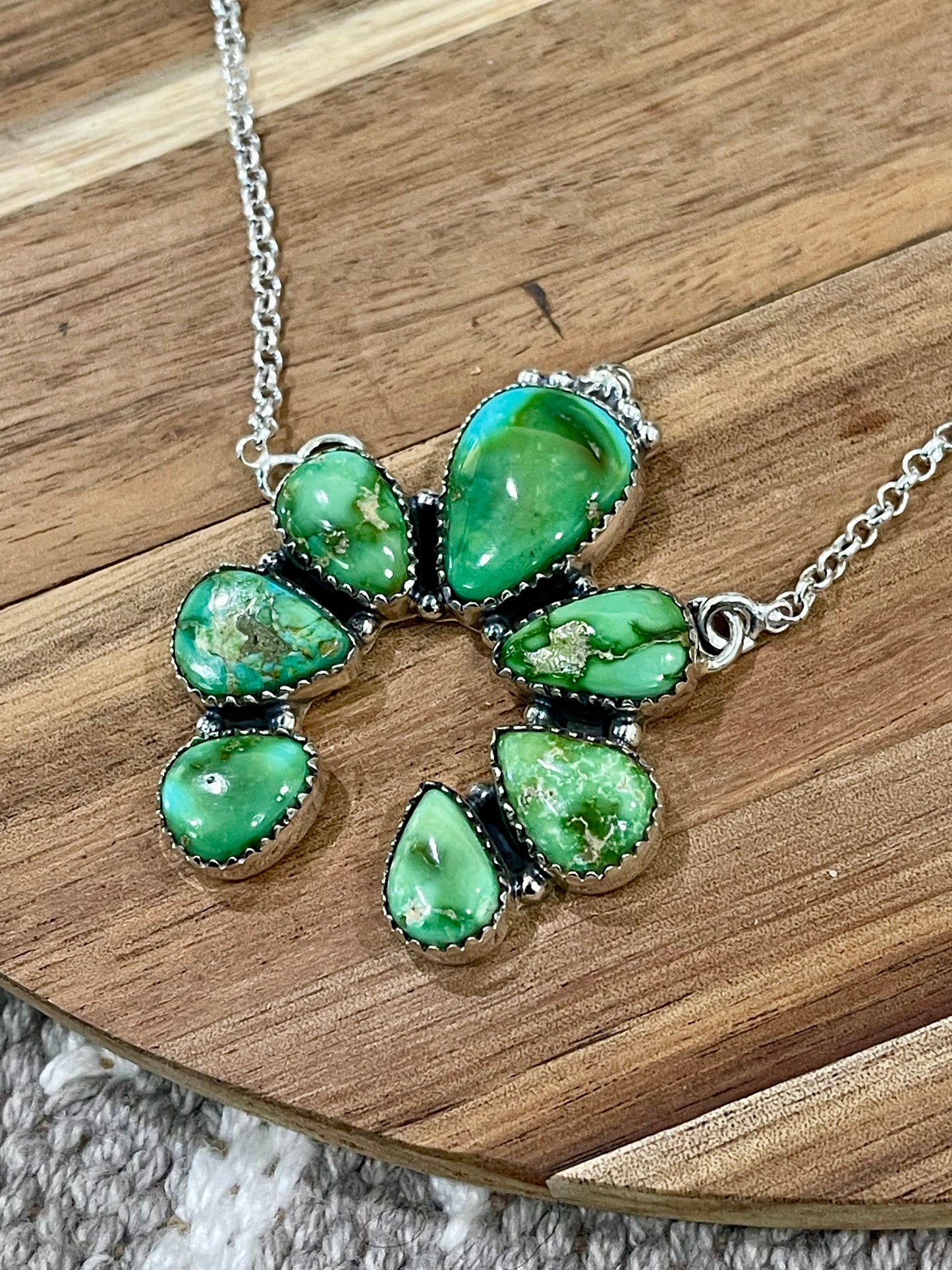 Handmade Sterling Silver & Sonoran Mountain Turquoise Naja Cluster Necklace