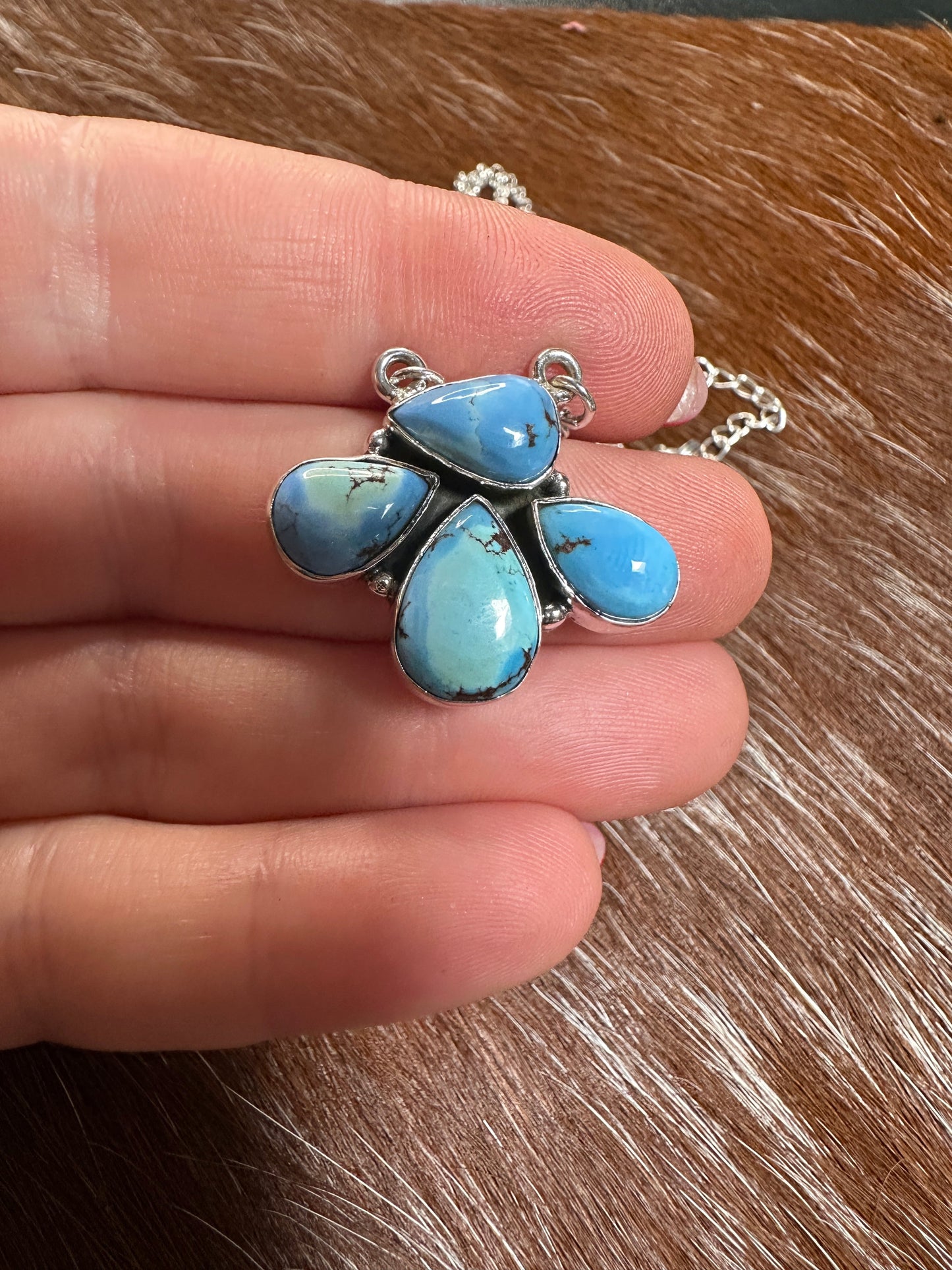 Beautiful Handmade Sterling Silver & Golden Hills Turquoise Backroads Necklace