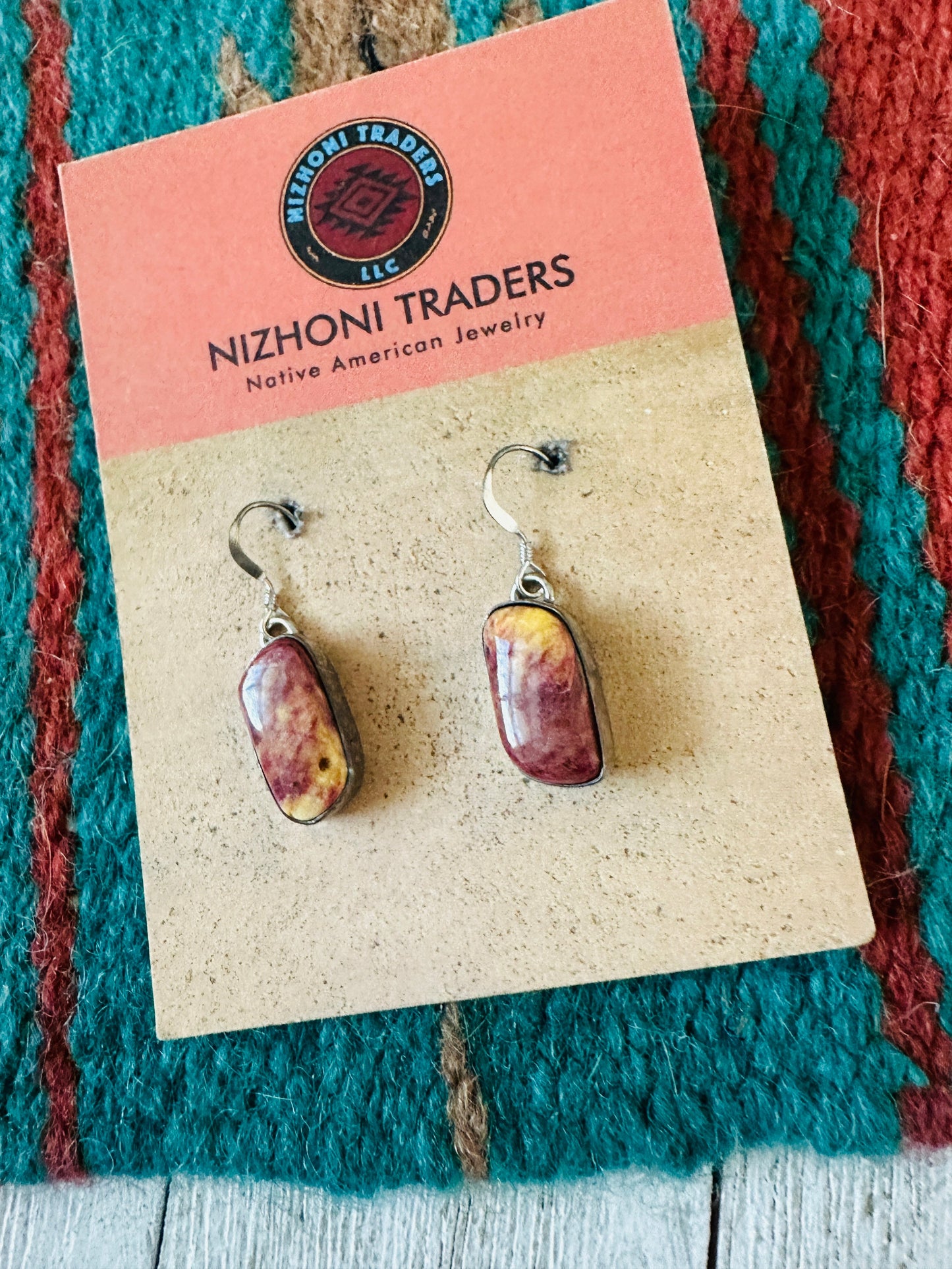 Handcrafted Sterling Silver & Purple Spiny Dangle Earrings