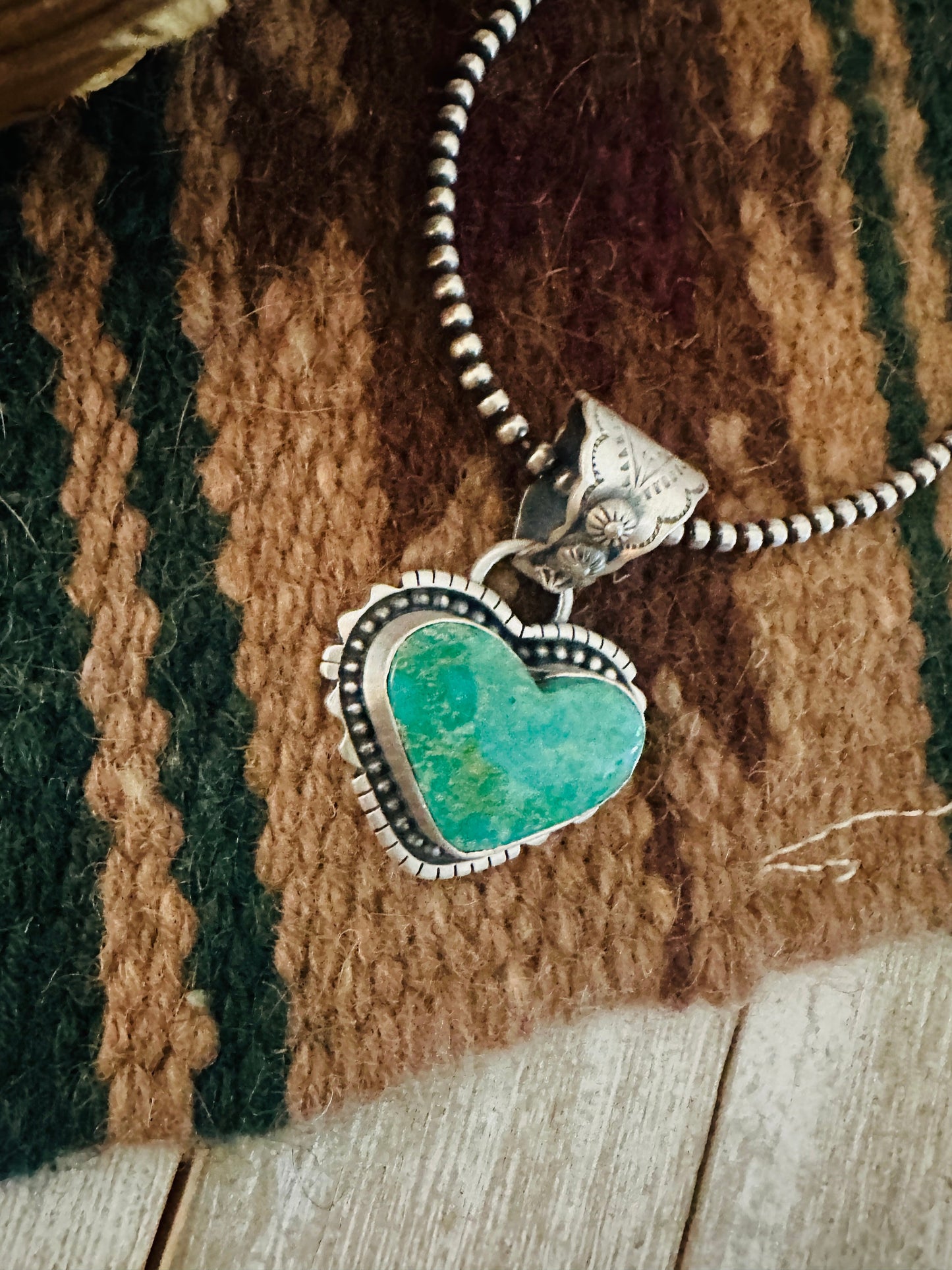 Handmade Turquoise & Sterling Silver Heart Pendant