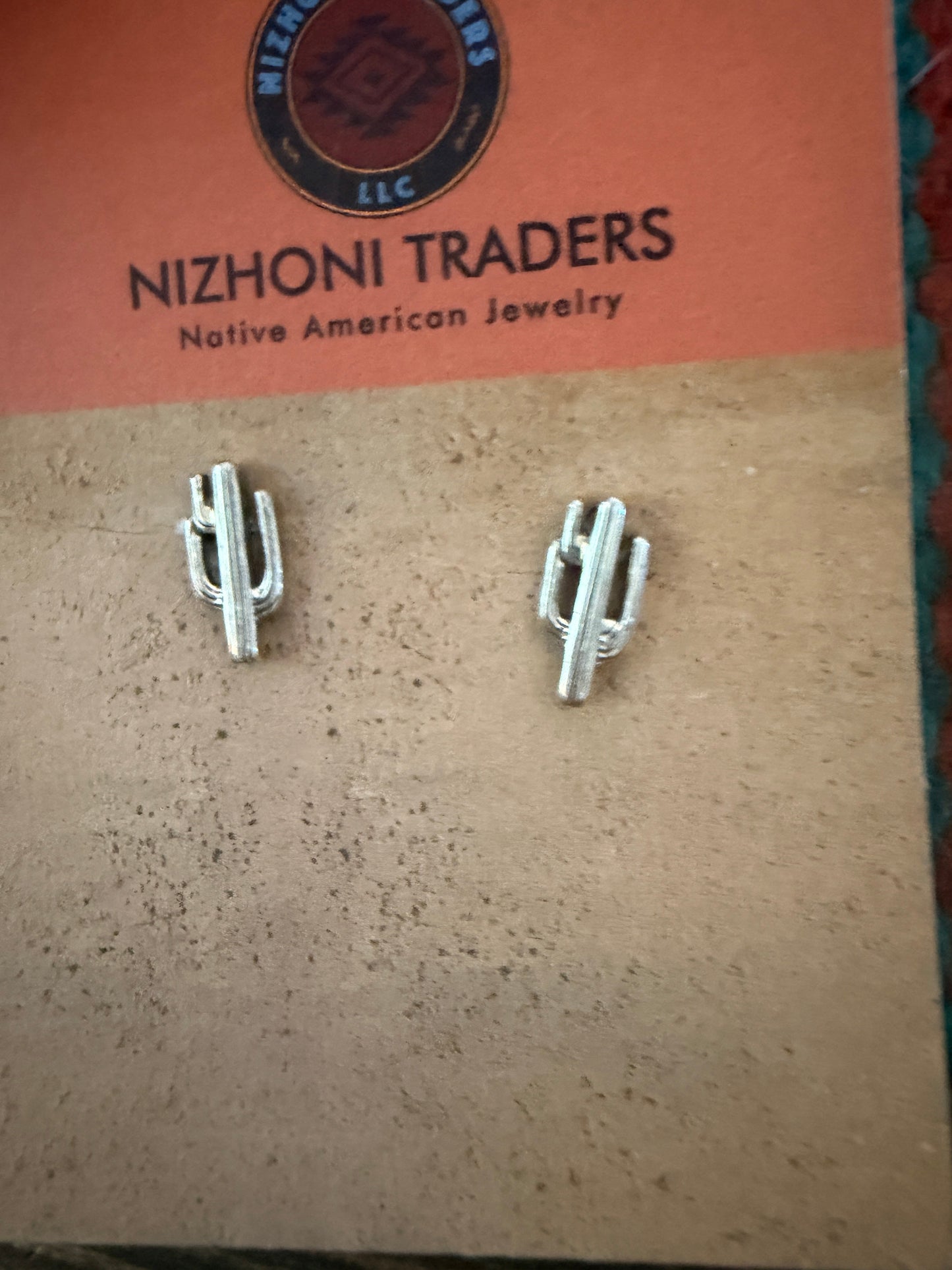Handcrafted Sterling Silver Cactus Stud Earrings