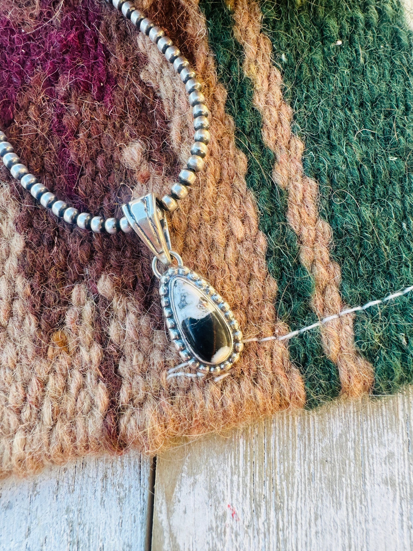 Handcrafted Sterling Silver & White Buffalo Pendant