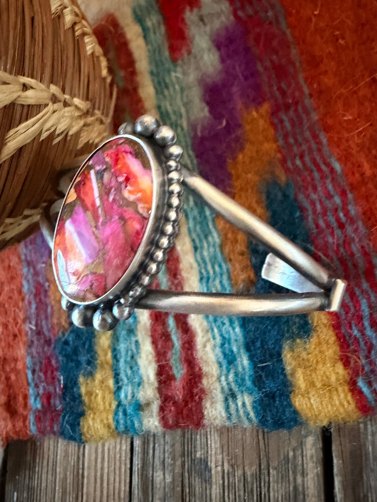 Handcrafted Pink Dream Mojave & Sterling Silver Cuff Bracelet