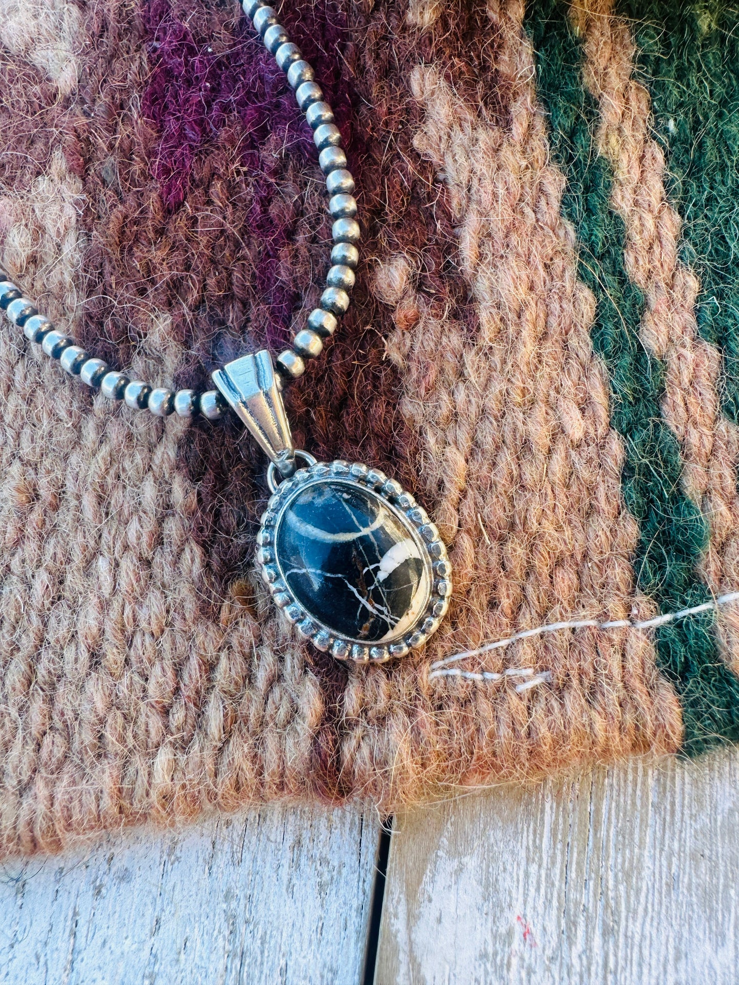 Handcrafted Sterling Silver & White Buffalo Pendant