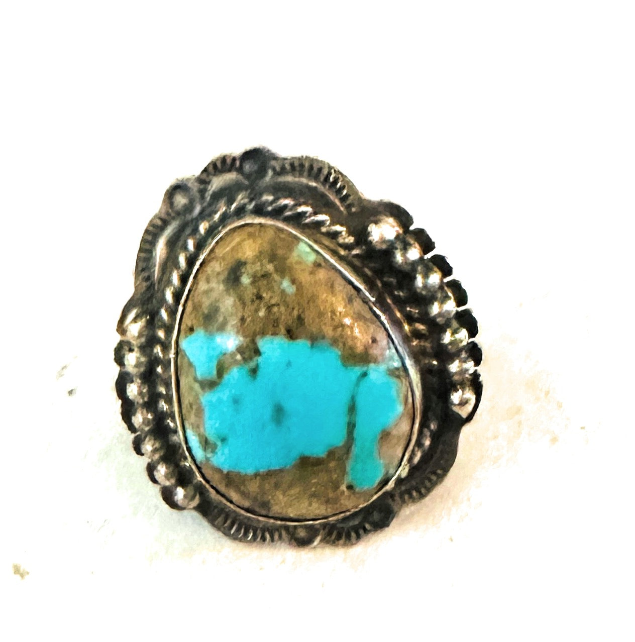 Handcrafted Sterling Silver & Number 8 Turquoise Ring Size 7