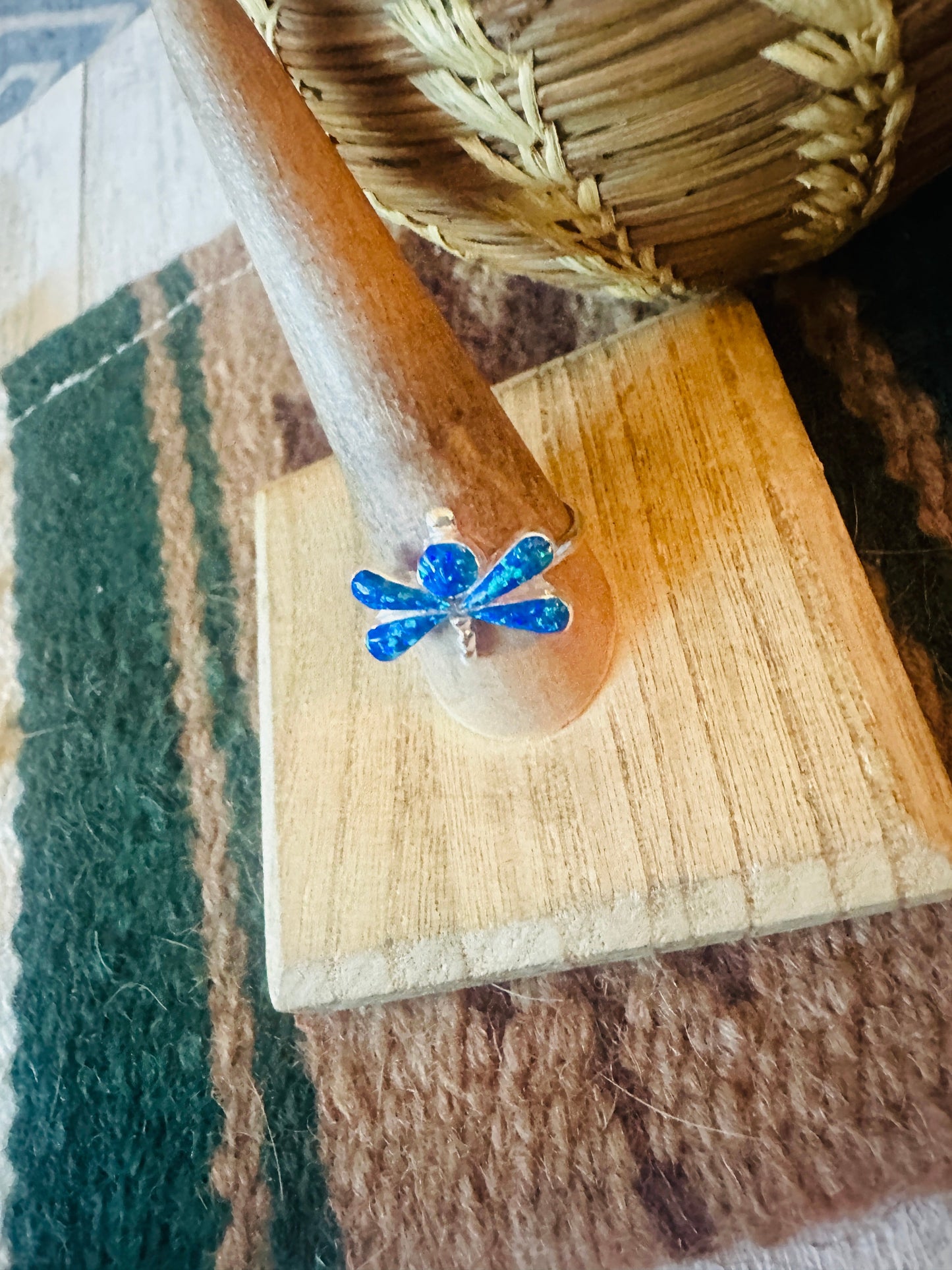 Handcrafted Sterling Silver & Blue Opal Dragonfly Ring