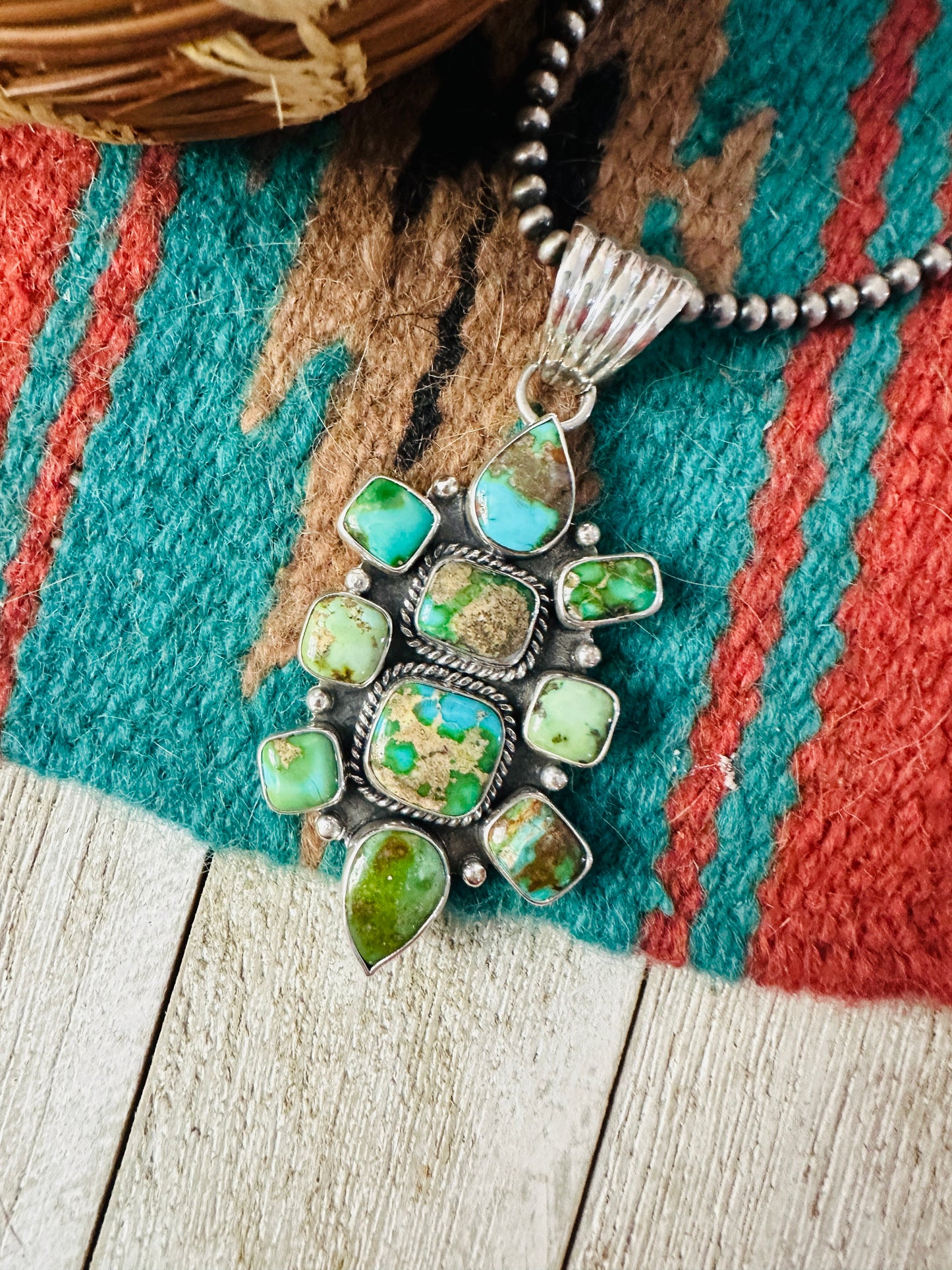 Handcrafted Sterling Silver & Sonoran Mountain Turquoise Cluster Pendant