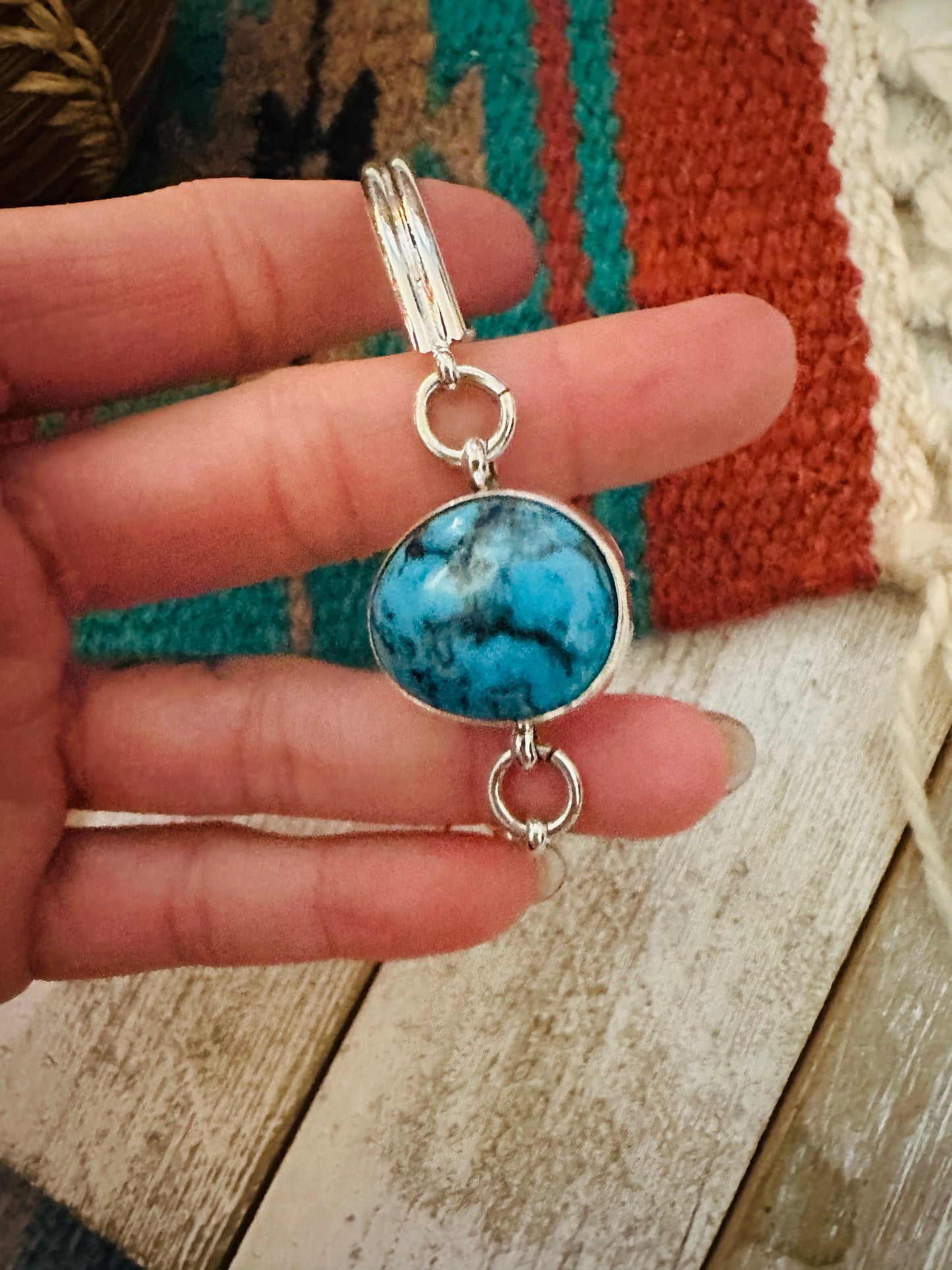 Handcrafted Turquoise & Sterling Silver Floating Link Bracelet
