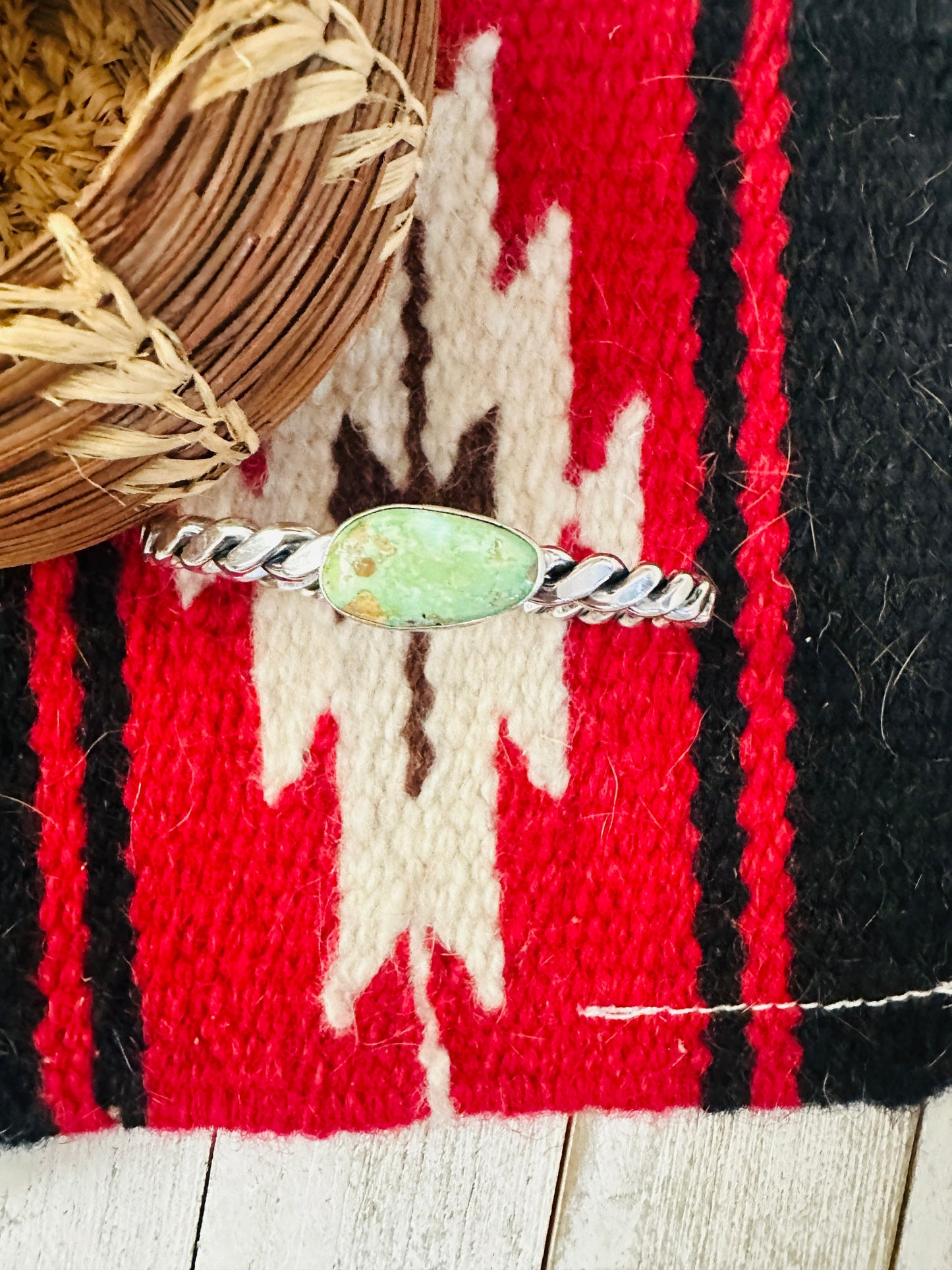 Handcrafted Royston Turquoise & Sterling Silver Cuff Bracelet