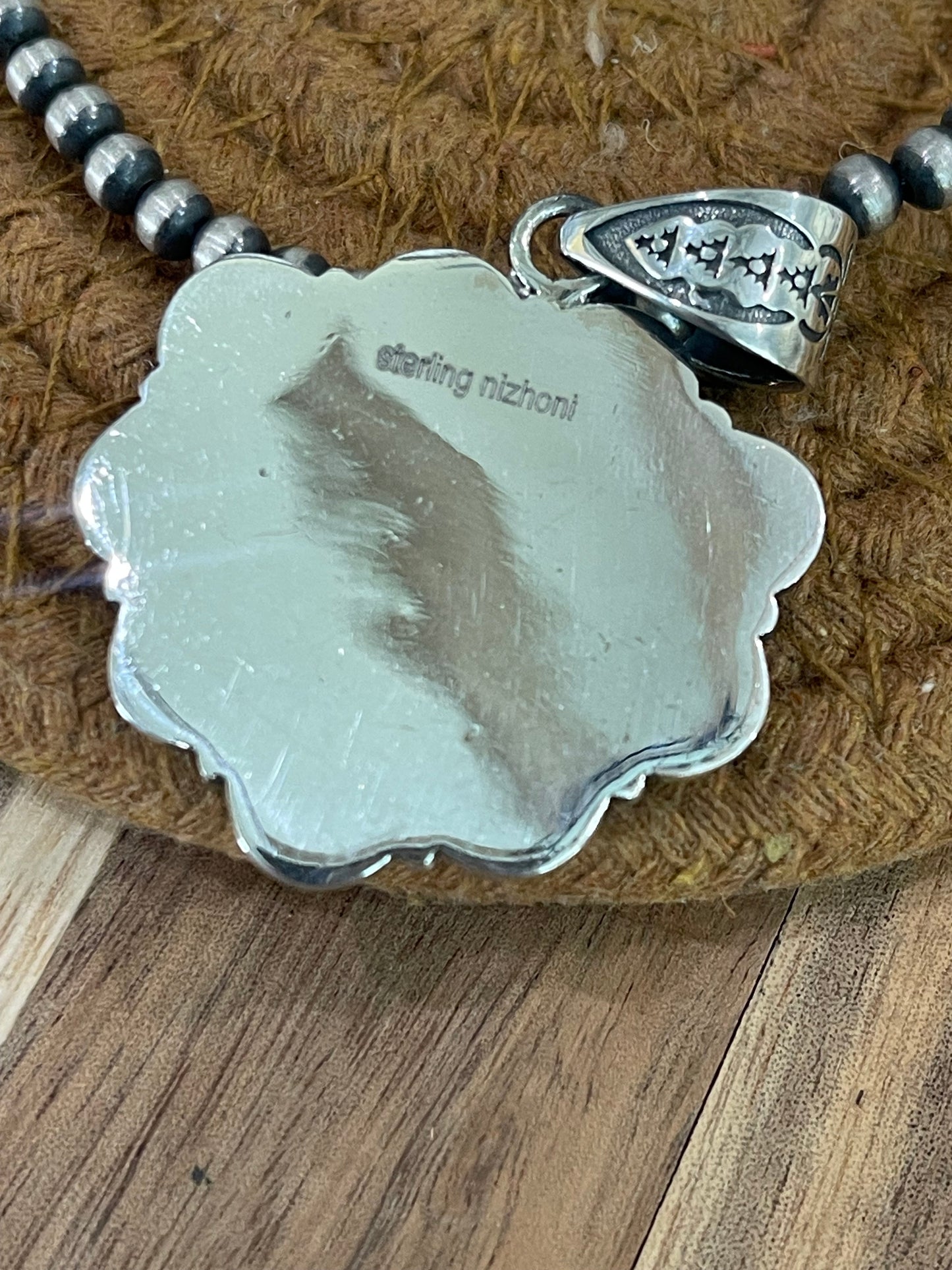 Handcrafted Sterling Silver & Number 8 Turquoise Pendant