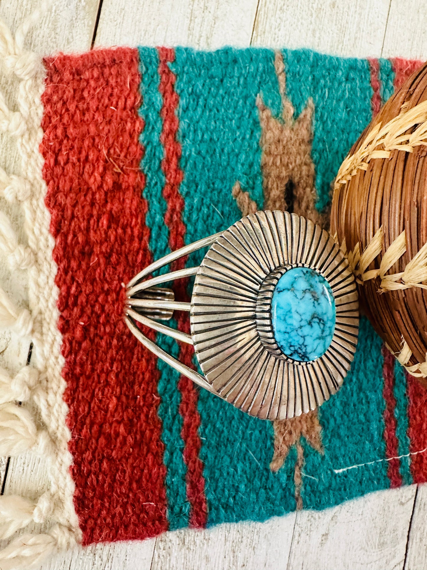 Handcrafted Sterling Silver & Turquoise Cuff Bracelet by Paul Livingston