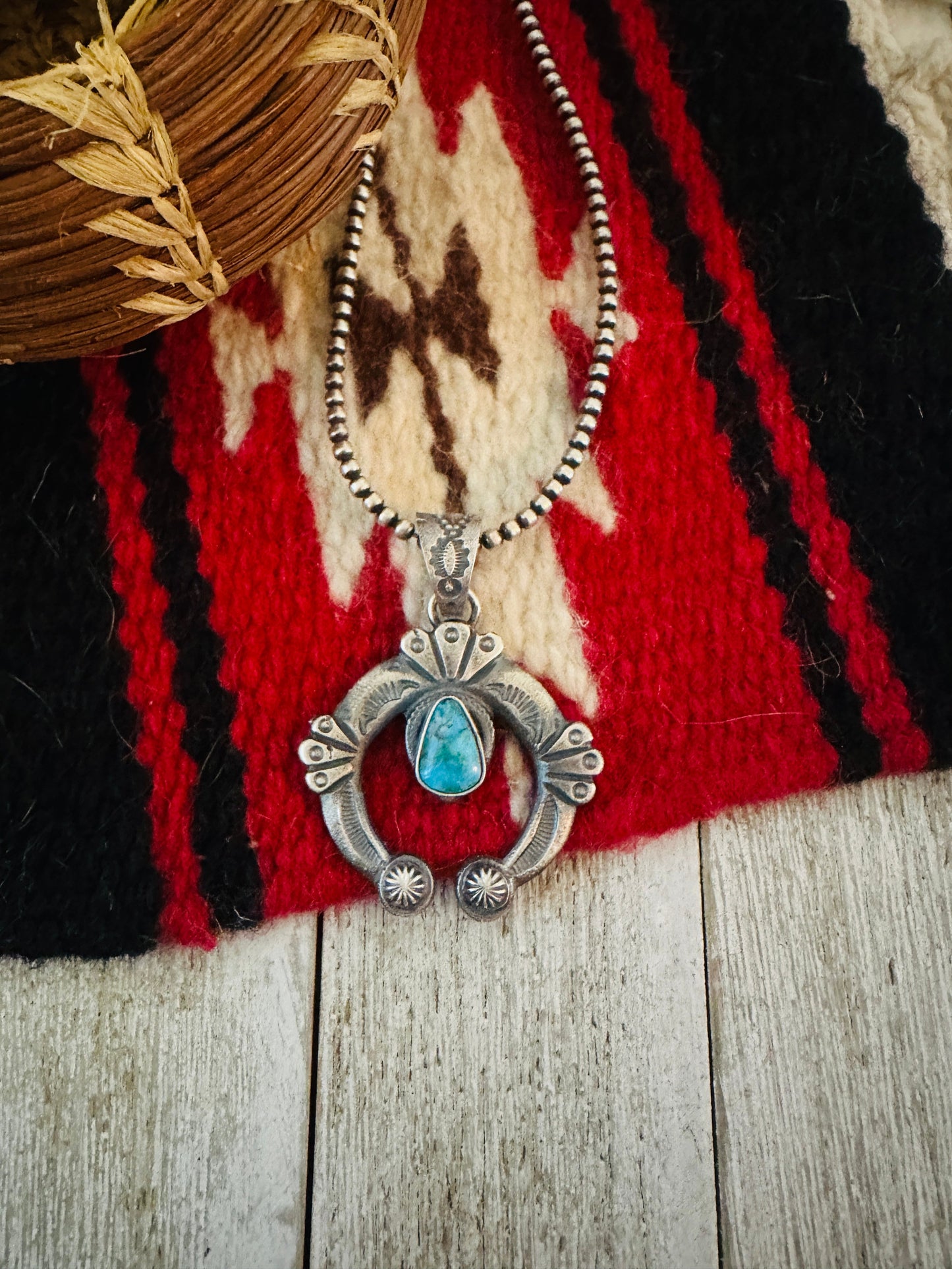 Handcrafted Sterling Silver & Turquoise Naja Pendant by Kevin Billah