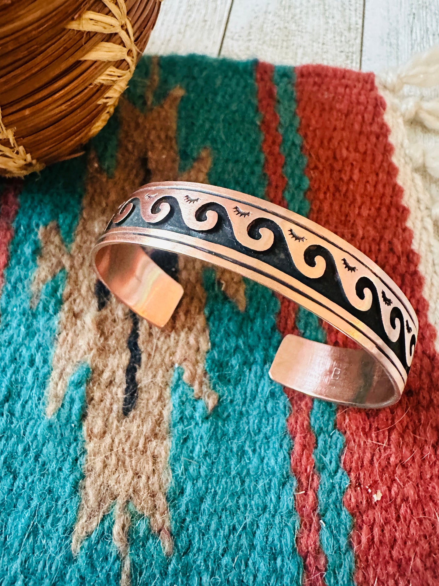 Handcrafted Hand Stamped Copper Cuff Bracelet