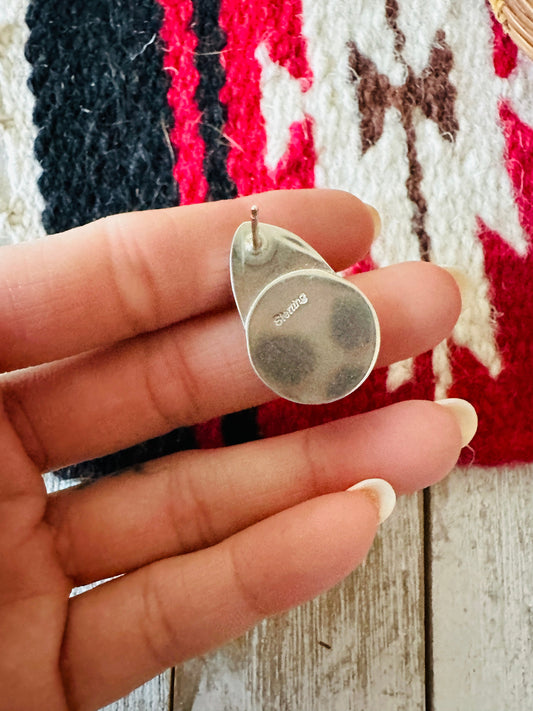 Handcrafted White Buffalo & Sterling Silver Post Earrings