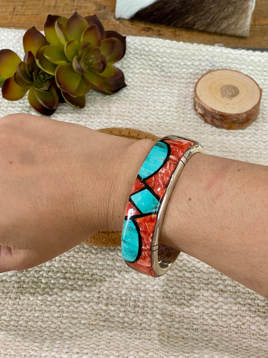 Beautiful Handmade Sterling Silver & Multi Stone Cuff Bracelet