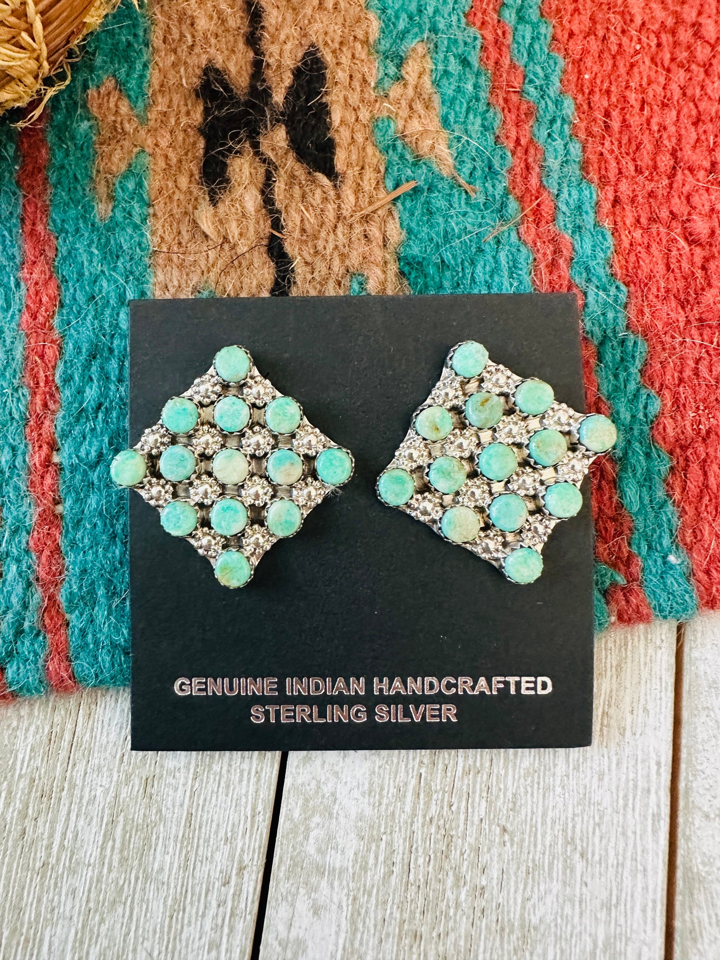 Handcrafted Sterling Silver & Turquoise Cluster Post Earrings