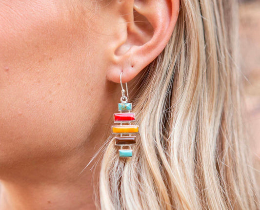 Multistone Stacked Bars Earrings