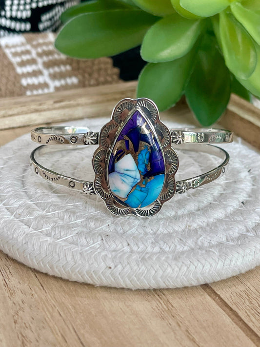 Handmade Purple Dream Mojave & Sterling Silver Cuff Bracelet