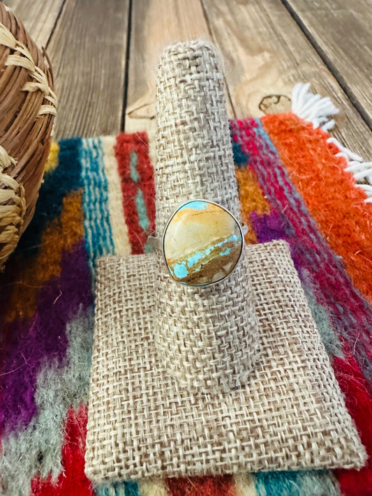 Handcrafted Ribbon Turquoise & Sterling Silver Ring Size 9