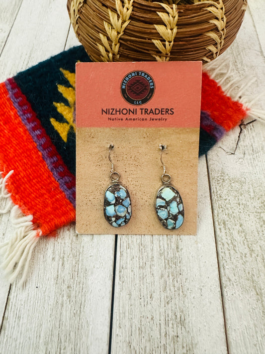 Handcrafted Golden Hills Turquoise & Sterling Silver Dangle Earrings