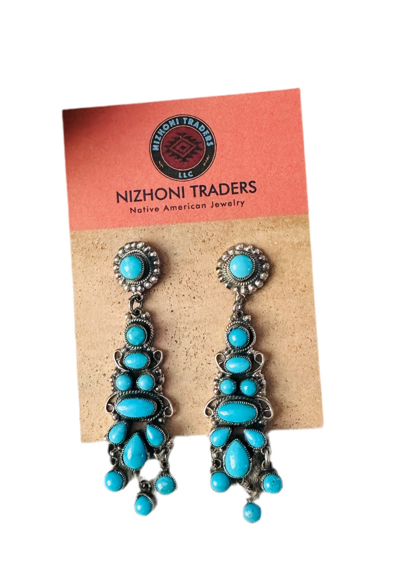 Handcrafted Sterling Silver & Sleeping Beauty Turquoise Cluster Dangle Earrings