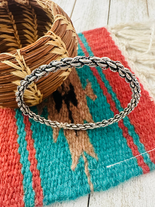 Handcrafted Twisted Sterling Silver Bangle Bracelet