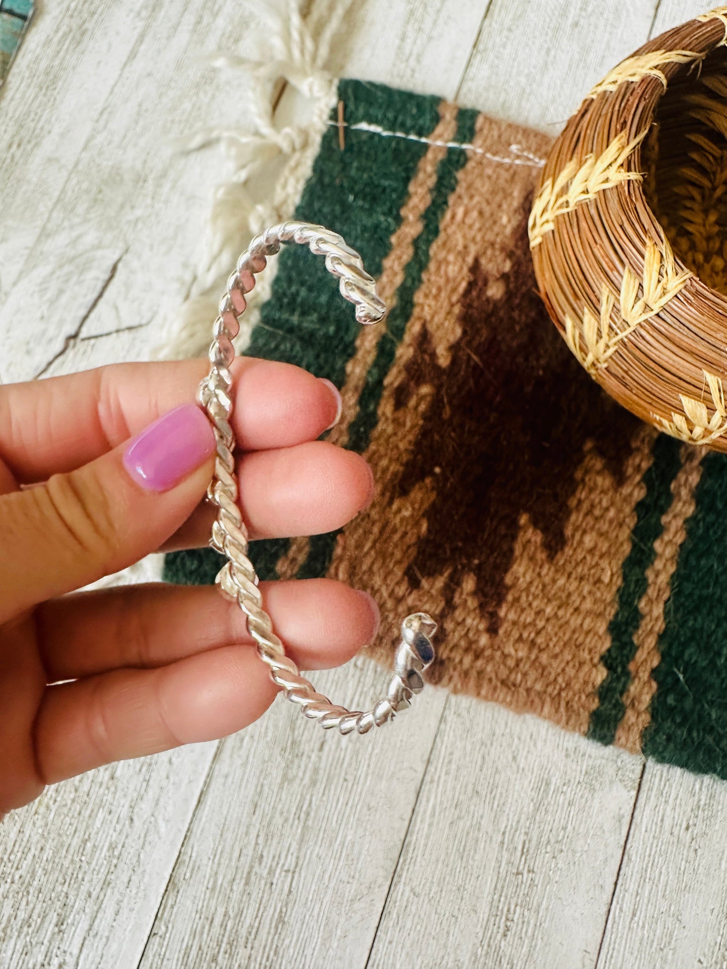 Handcrafted Pink Dream Mojave & Sterling Silver Cuff Bracelet