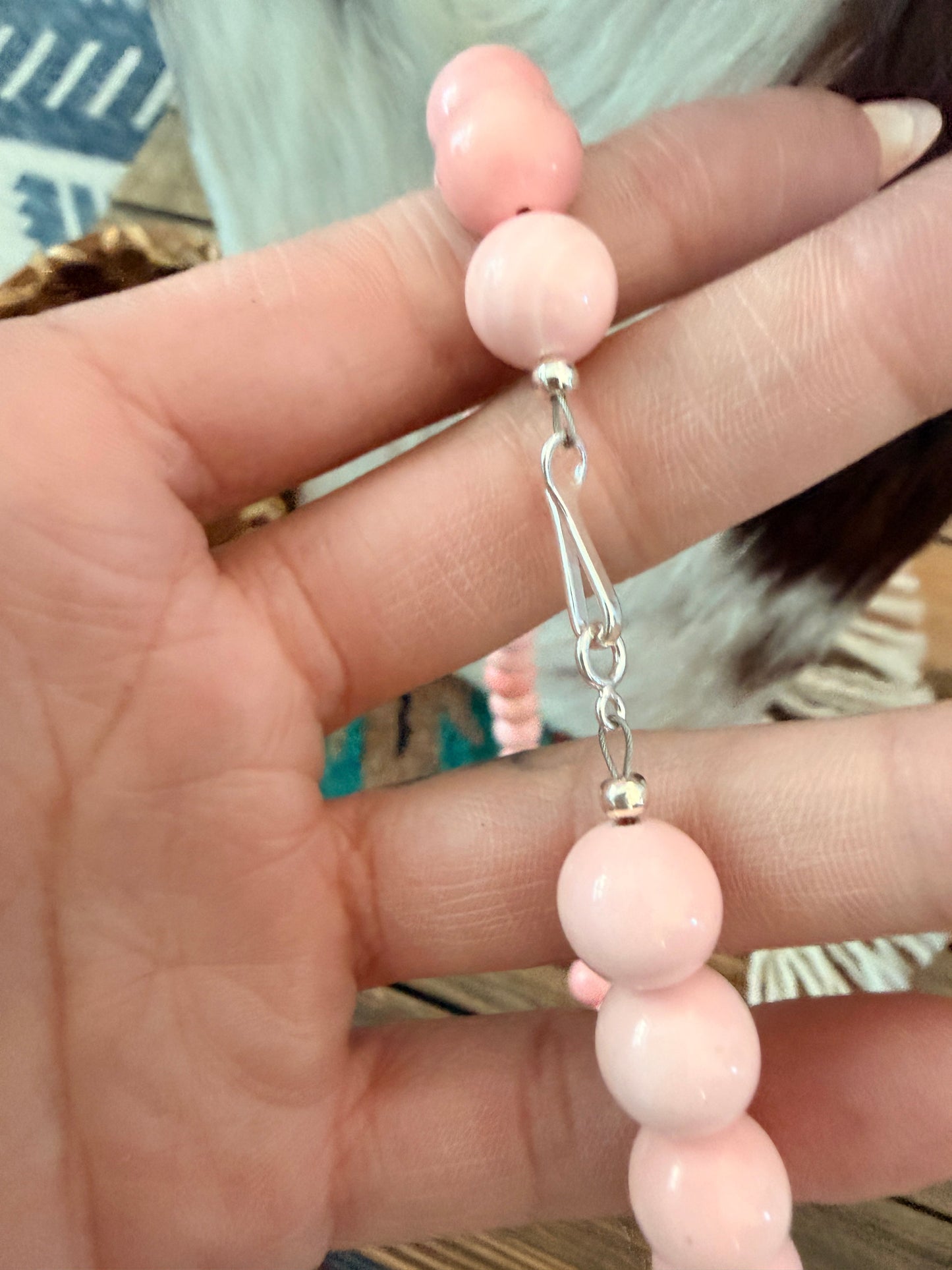 Handcrafted 10mm Queen Pink Conch 18” Beaded Necklace