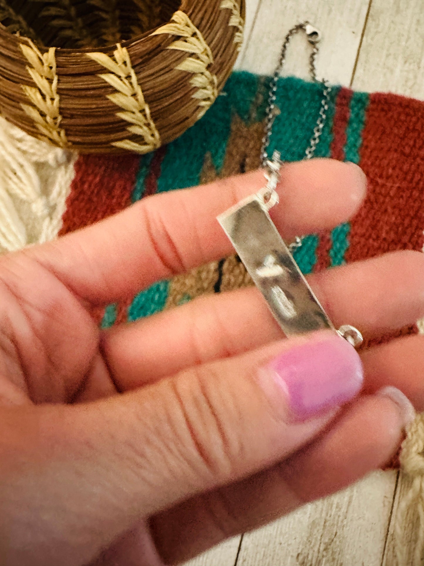 Handcrafted Howlite & Sterling Silver Inlay Bar Necklace