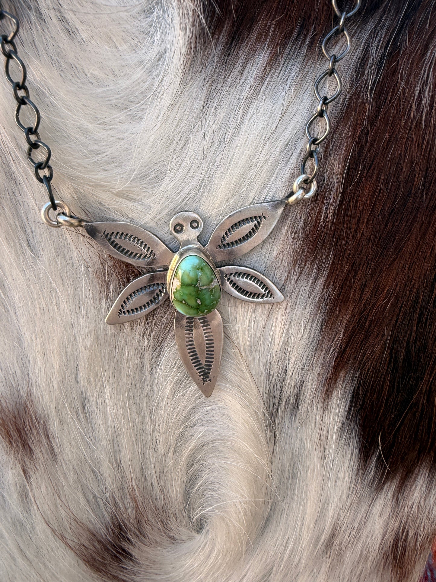 Handcrafted Sonoran Mountain Turquoise & Sterling Silver Dragonfly Necklace