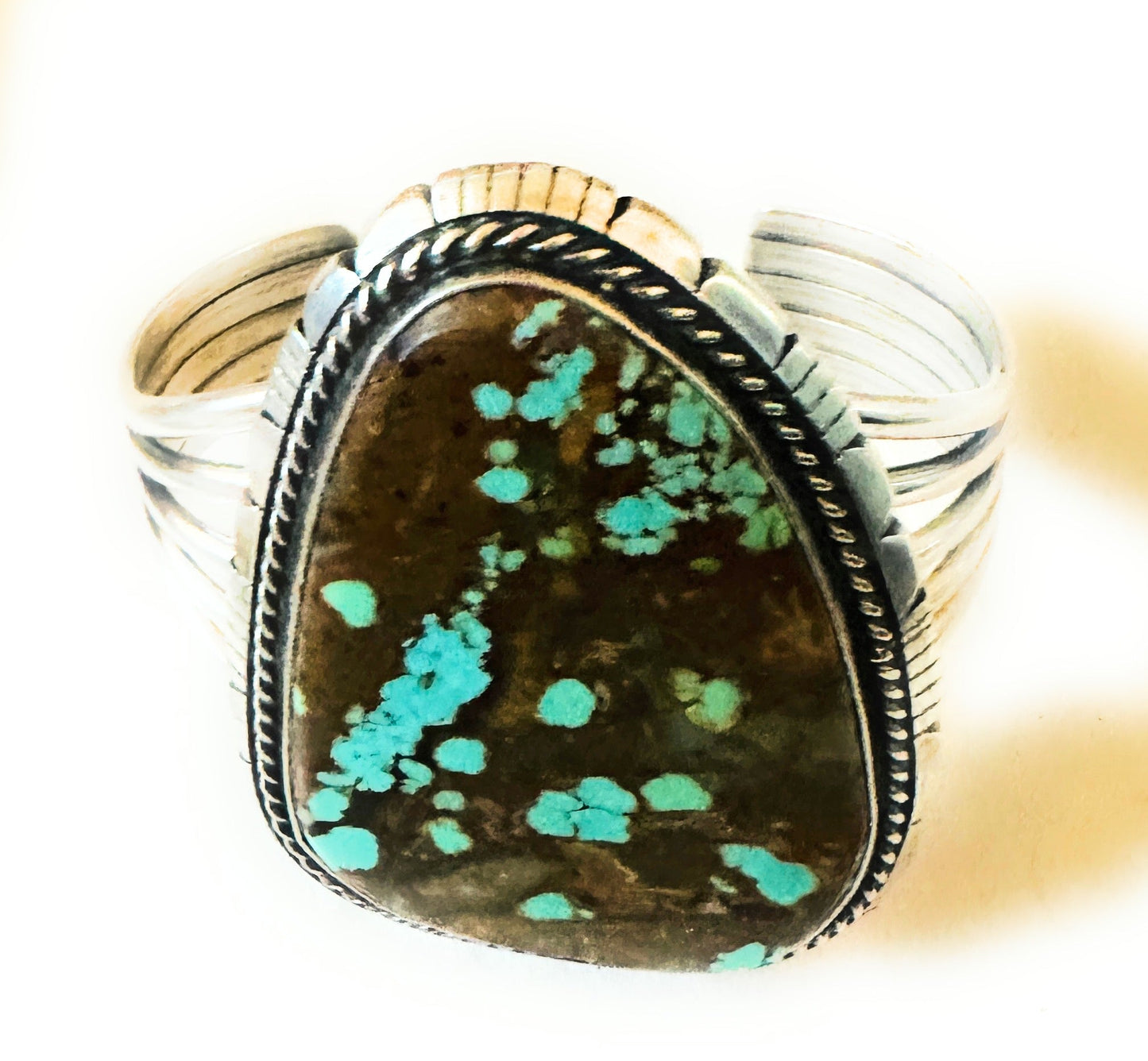 Handcrafted Sterling Silver & Number 8 Turquoise Cuff Bracelet