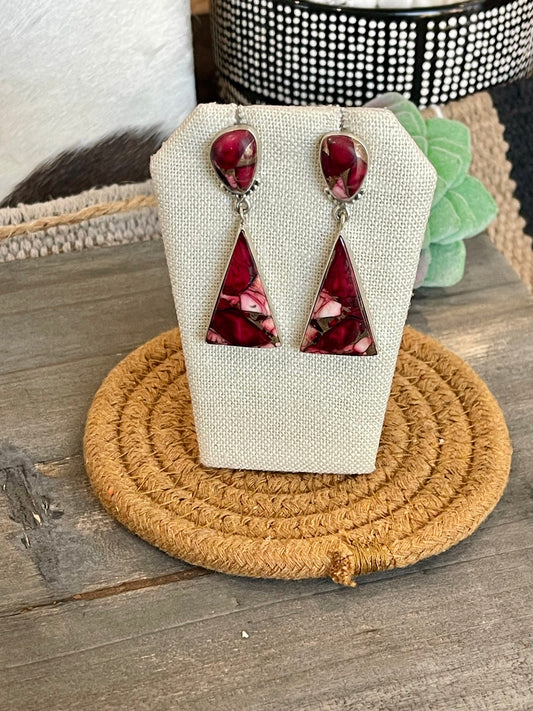 Dahlia Rose Handmade Sterling Silver Dangle Earrings