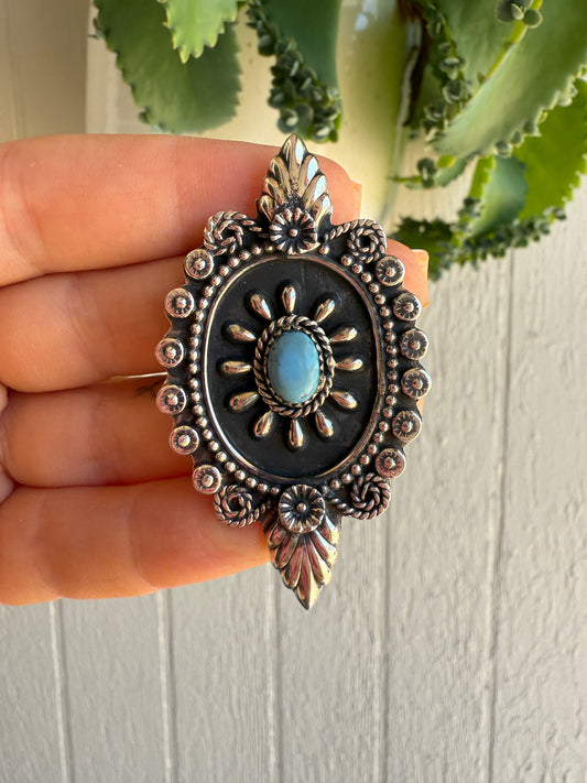 Beautiful Handmade Golden Hills Turquoise And Sterling Silver Adjustable Statement Ring