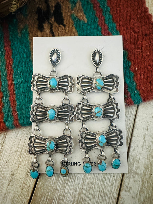 Handcrafted Turquoise & Sterling Silver Dangle Earrings
