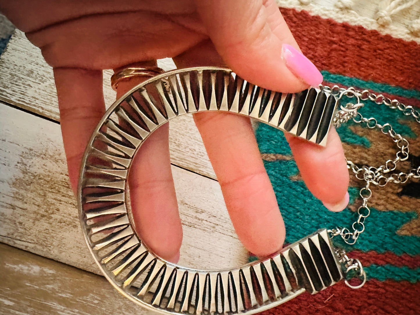 Navajo Sterling Silver Horseshoe Necklace