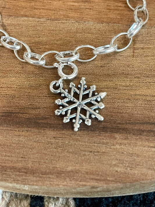 Handcrafted Sterling Silver CHRISTMAS SNOWFLAKE Charm