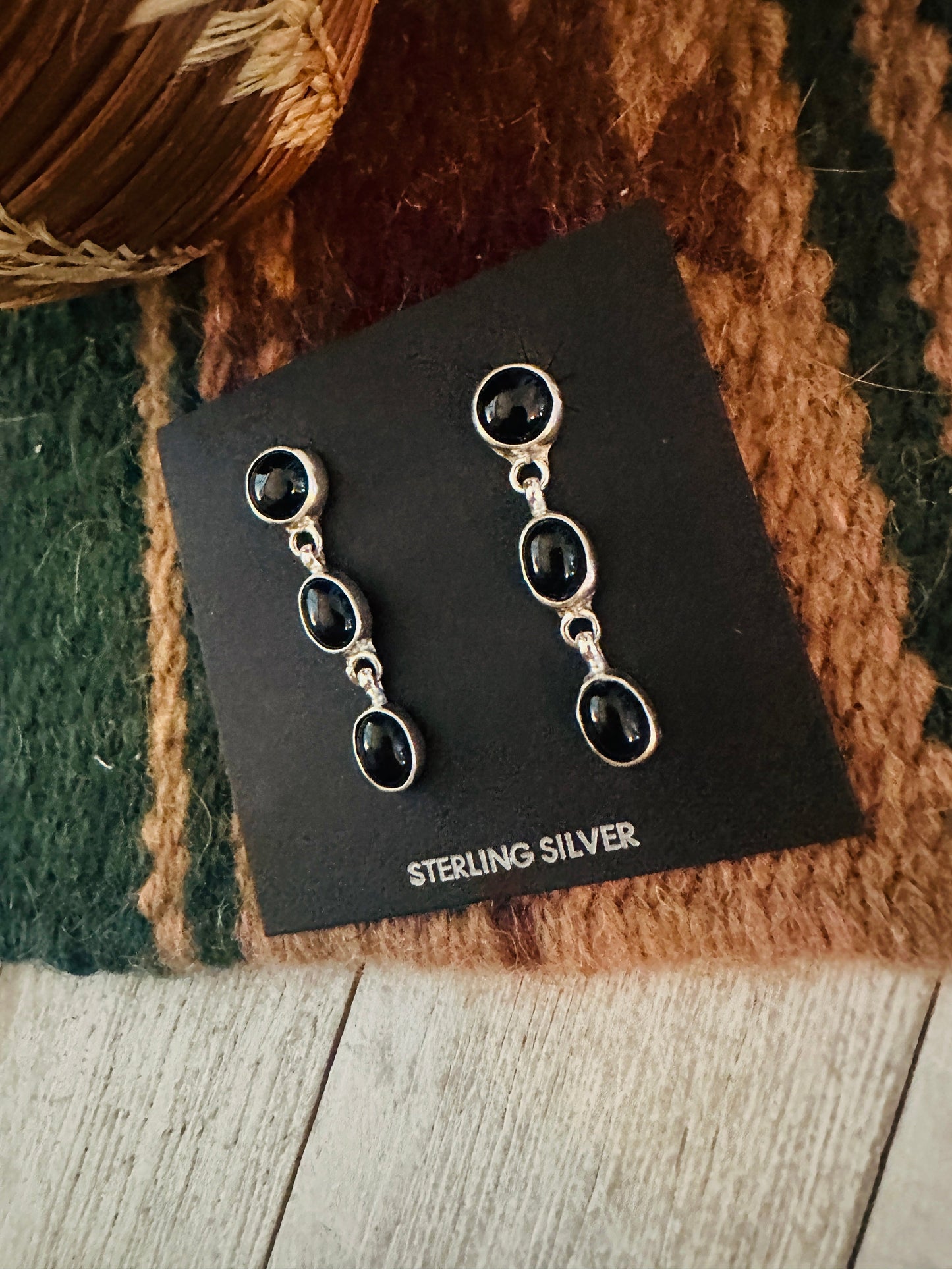 Handcrafted Onyx & Sterling Silver Dangle Earrings