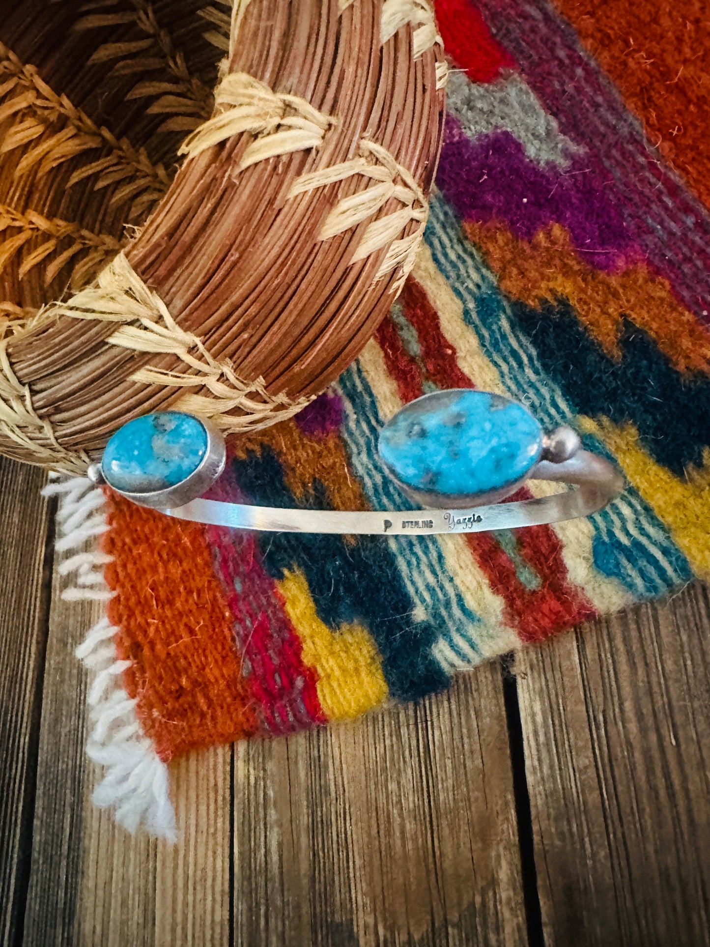 Handcrafted Turquoise & Sterling Silver Floating Cuff Bracelet