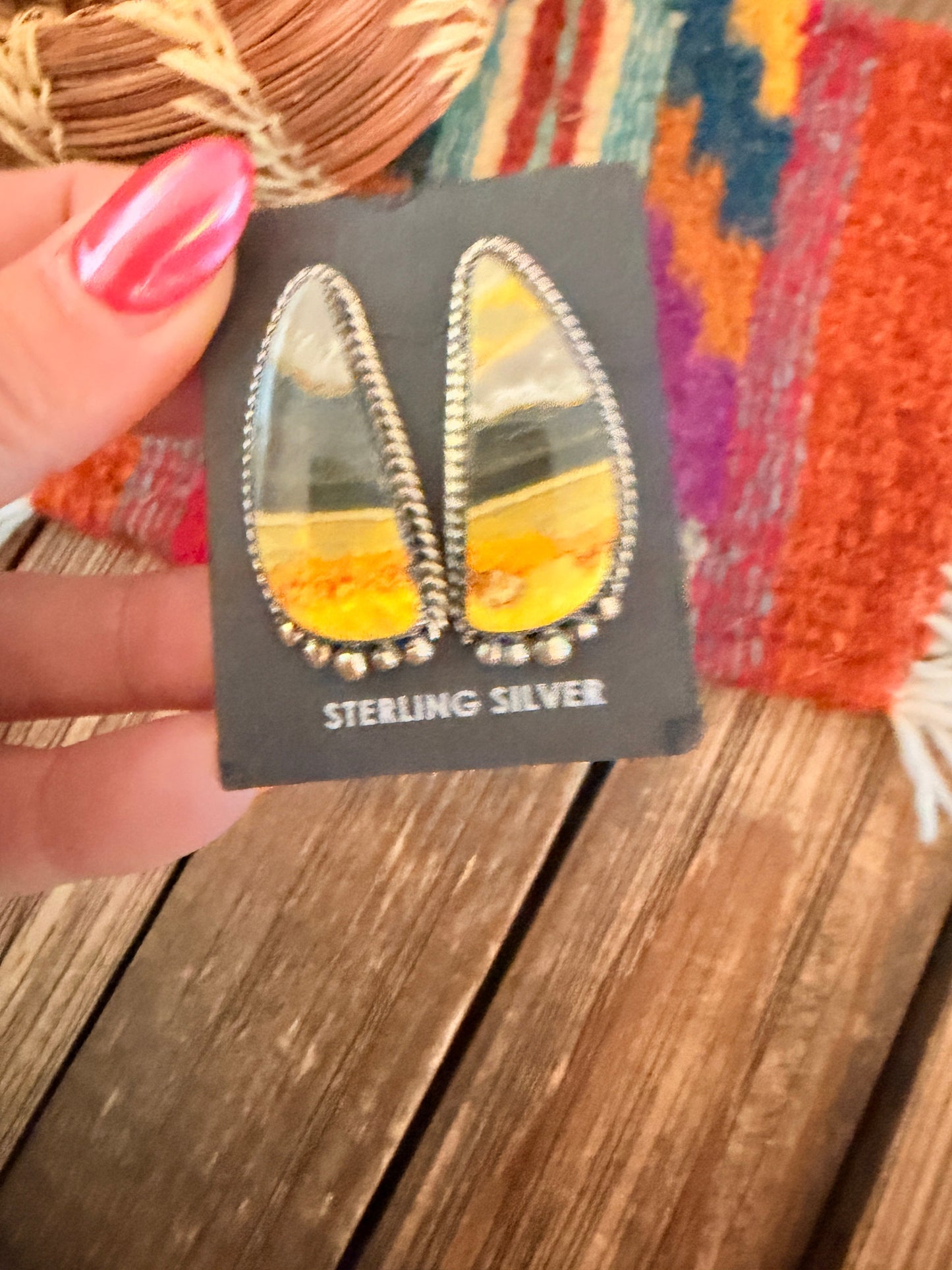Handcrafted Bumblebee & Sterling Silver Post Earrings