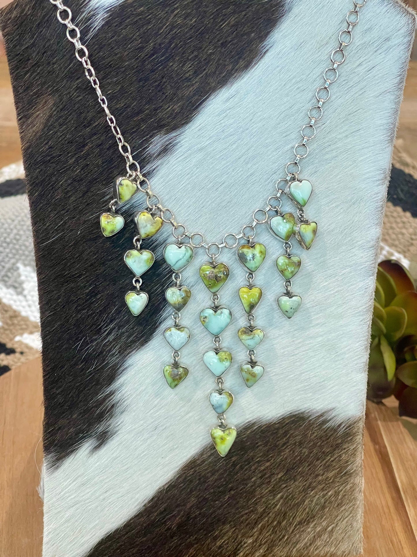 Handmade Sterling Silver & Palomino Heart Drop Necklace